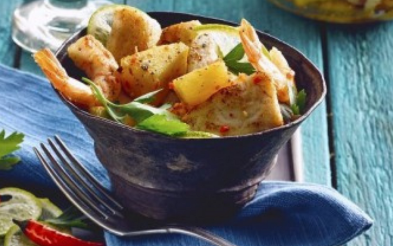 Insalata tropicale pesce e gamberi