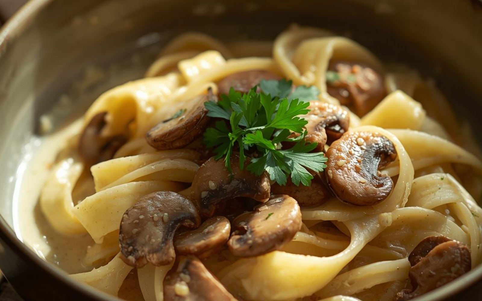 Pasta cremosa ai funghi con latte vegetale