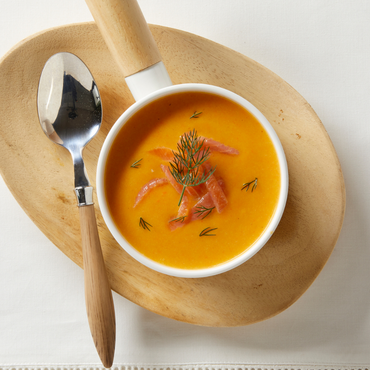 vellutata di zucca con salmone affumicato