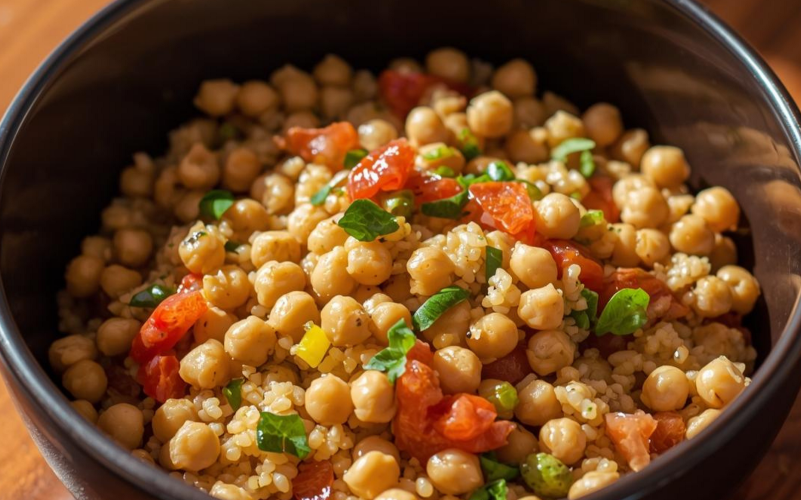 Cous cous di verdure speziate e ceci croccanti