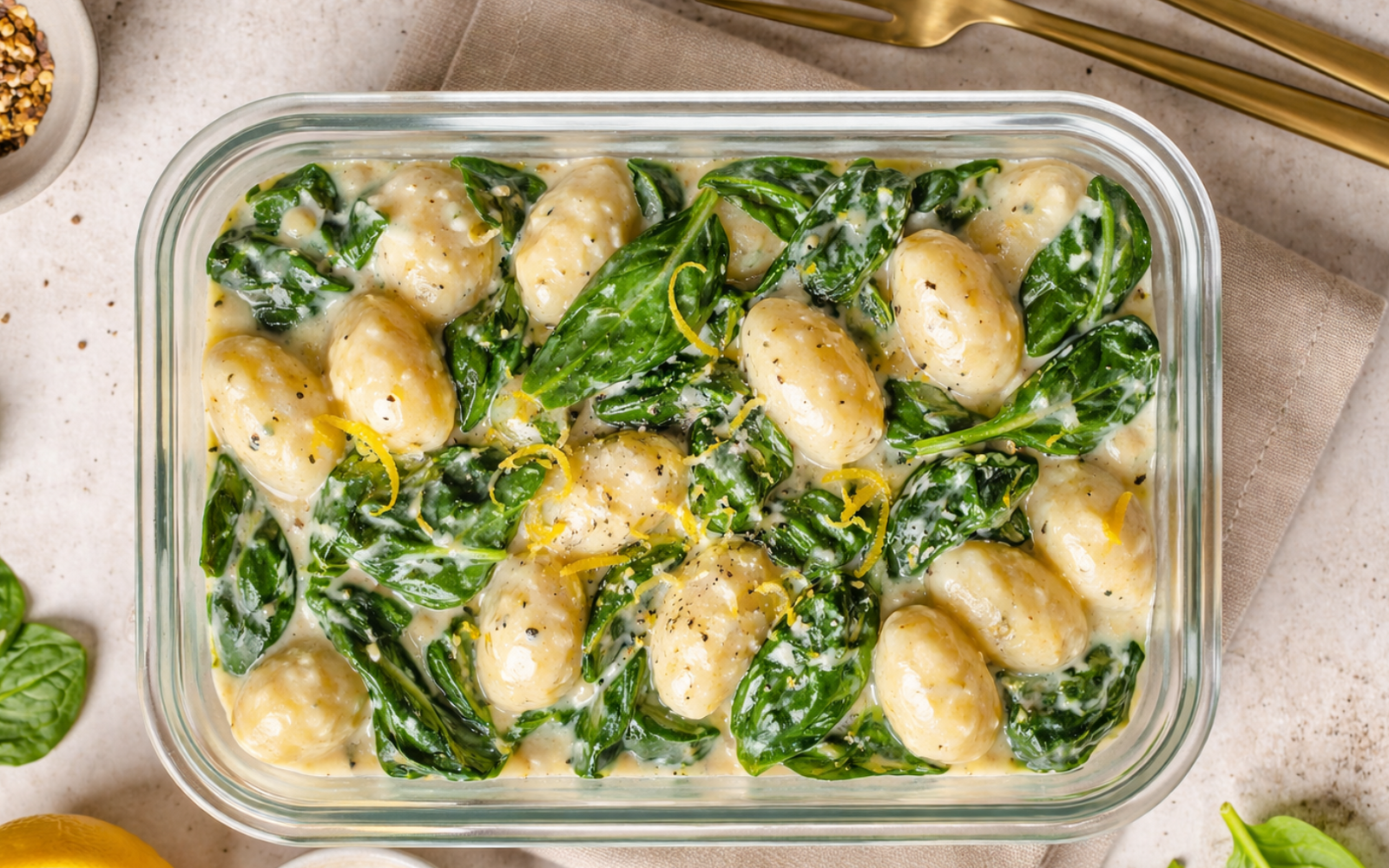 Gnocchi cremosi spinaci e limone (pronti in 15 minuti)
