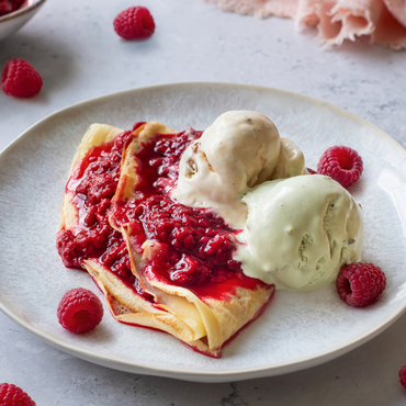 Crepes lamponi e gelato