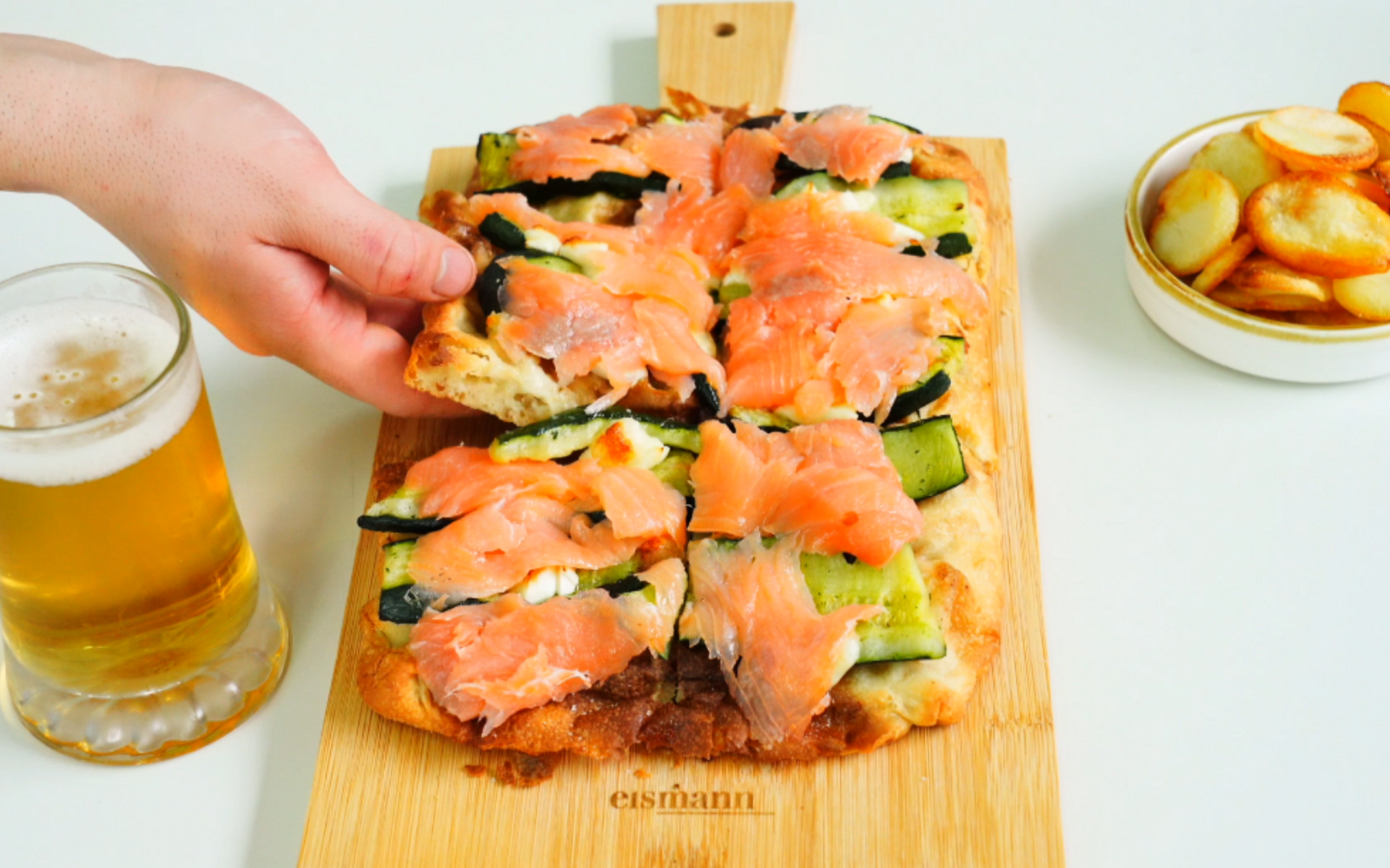 Ricetta Eismann: Pinsa Salmone e zucchine